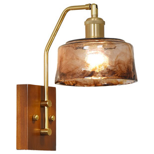 复古玻璃壁灯中古客厅氛围感卧室床头灯2026新款法式楼梯墙壁灯