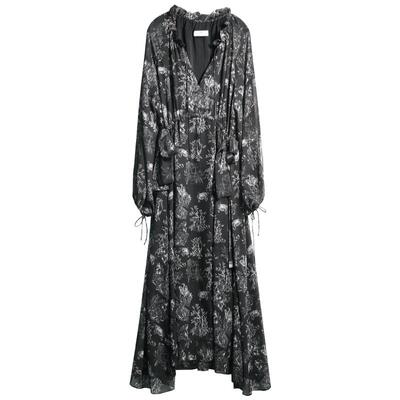 COCOBELLA植物印花雪纺连衣裙女夏气质飘逸风大摆长裙V领FR3060