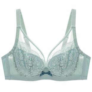 依曼丽法式大胸显小内衣女上托聚拢性感软钢圈蕾丝调整收副乳文胸