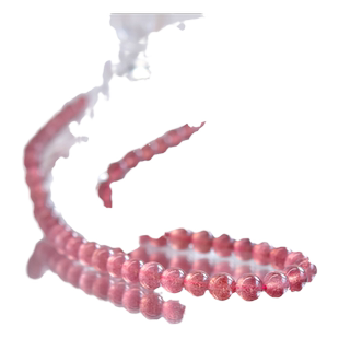 草莓晶项链女东海水晶玛瑙翡翠玉石粉红色散珠子手链串情人节吊坠