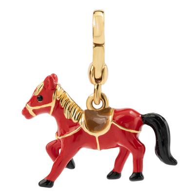 红色立体幸运马长款吊坠项链