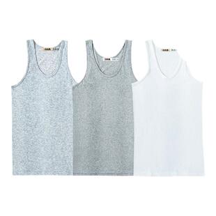 宜而爽汗衫白色无袖男式纯棉罗文经典男薄款运动打底背心简约舒适