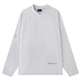 BJHG不计后果V领长袖t恤男春季美式复古潮休闲内搭情侣打底卫衣女