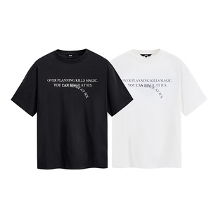 iconslab 简约主题变形字母短袖T恤美式高街潮流休闲百搭情侣上衣