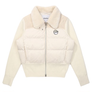 韩国MALBON高尔夫女装2025冬季长袖针织拼接外套锁温保暖羽绒棉服