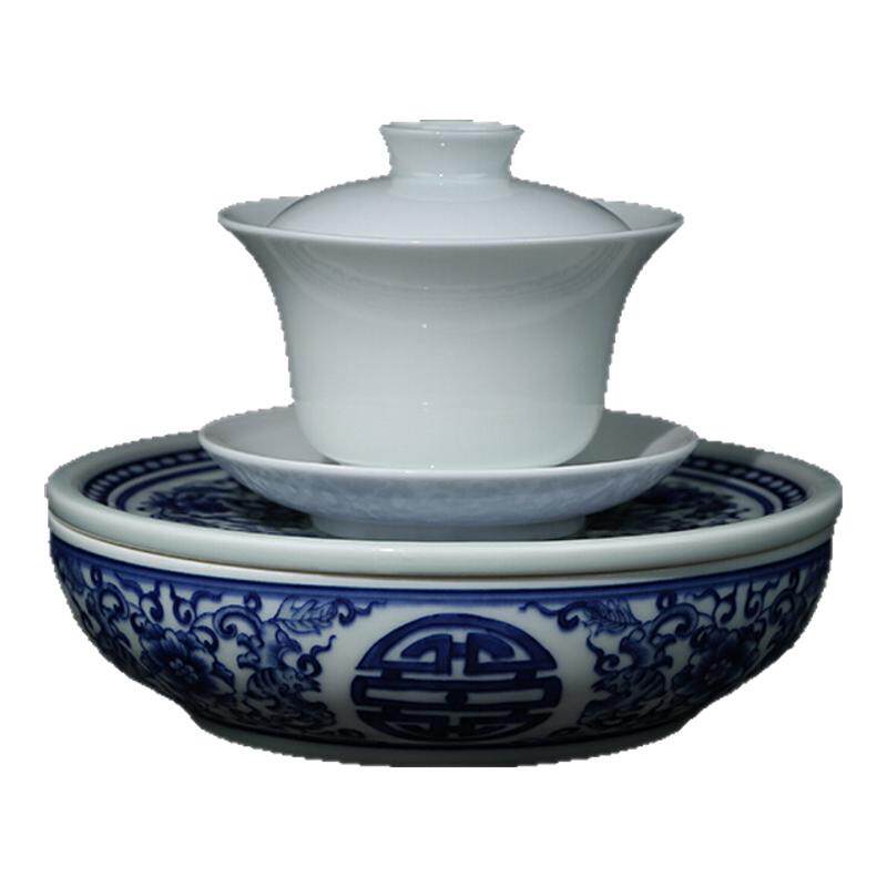 贵和祥手工陶瓷青花礼品小茶盘