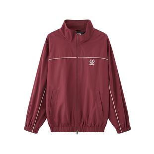 三福红色外套女2026春季高级感插肩袖夹克翻领宽松上衣女装519642