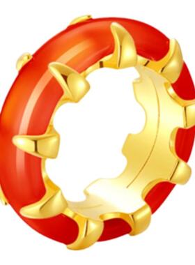 豆豆同款天然玛瑙新中式故宫戒指