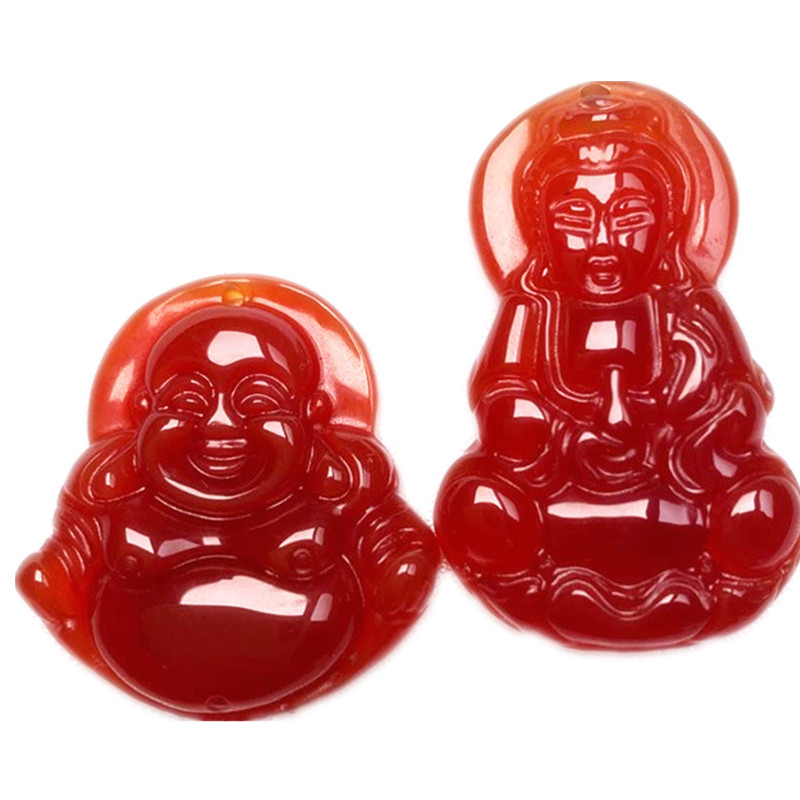 红玛瑙观音菩萨吊坠玉石挂件项链