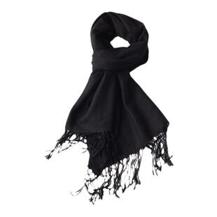 圣雪绒100%山羊绒斜纹纯色精纺披肩大围巾