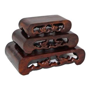 实木小底座镂空书卷底座木托茶壶印章小盆栽多肉植物玉器石头底座