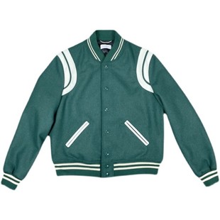 SLP风格棒球服夹克外套加州绿男女同款羊毛呢2022秋冬新款