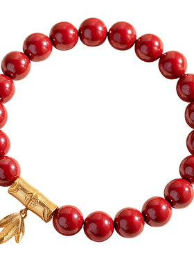 朱砂手串女国风金铃兰花竹节手链