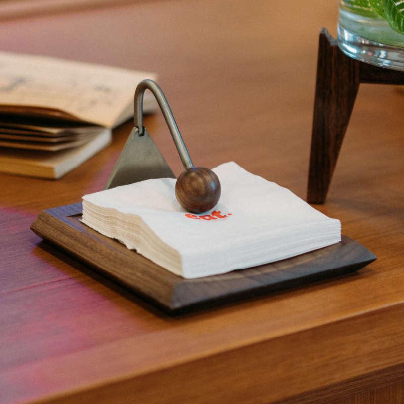 蘑菇空间中古风圆球纸巾架黑胡桃木压台餐厅餐巾纸盒子纸抽收纳盒