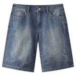 森马牛仔裤男夏轻薄凉感宽松直筒裤2026新款复古做旧水洗六分短裤