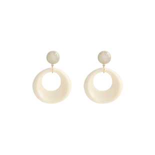 港风白色圈圈耳环法式复古轻奢高级感耳钉夸张新款巨好看气质耳饰