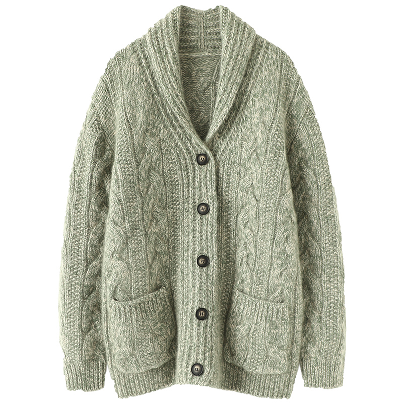 重磅 男女同款 暴走气质！加厚羊绒开衫女粗棒针纯羊绒毛衣外套冬