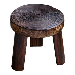 侘寂风实木矮凳家用小圆凳换鞋凳原木树墩子凳矮凳茶凳儿童小凳子