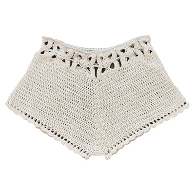 hollowed beach shorts women 纯色宽松镂空度假沙滩短裤海边女