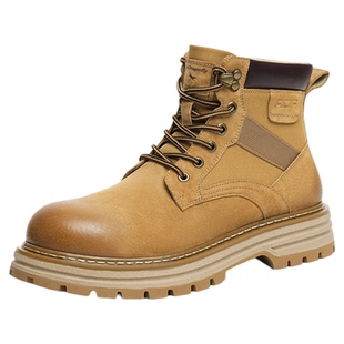 红蜻蜓马丁靴秋冬新款男鞋厚底靴子增高大黄靴加绒保暖工装鞋男鞋