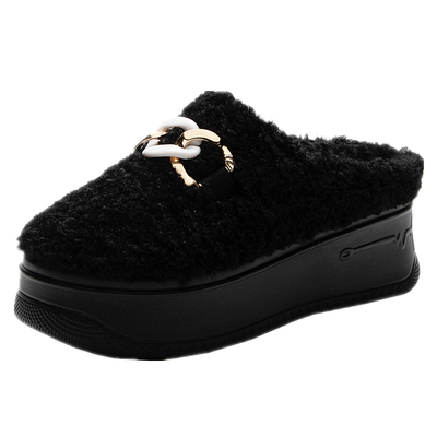 内增高8CM秋冬季半托毛毛鞋百搭