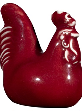 钧瓷陶瓷公鸡摆件工位情绪稳定器