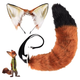 疯狂动物城尼克cos狐狸套装耳朵发箍仿真狐狸尾巴漫展兽装道具