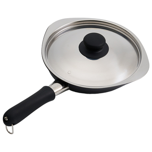 日本原装进口铁制带不锈钢盖平底厨房带盖煎锅煎炸家平底锅