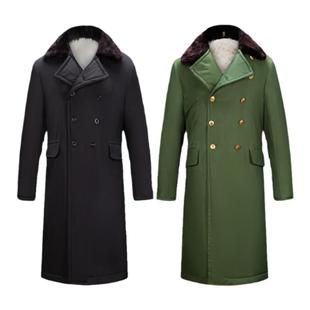 皮毛一体军大衣冬季加绒加厚军大衣男款正品冷库大衣男中长款羊皮