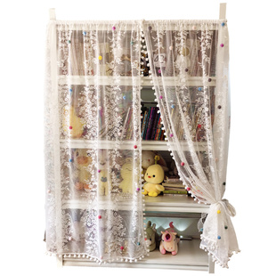 小窗户短窗帘书房入户进门口遮挡隔断纱帘装饰点缀百叶纱帘花朵