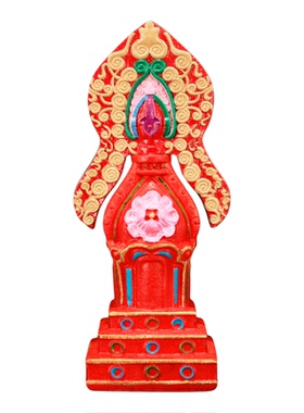 藏传密宗实木彩绘朵玛供品摆件