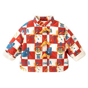 嘟嘟家儿童棉服宝宝冬季新年外套红色男童女童拜年服婴儿过年衣服