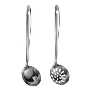 长把加厚款不锈钢大小汤勺漏勺套装盛汤盛粥长柄勺子家用厨房火锅