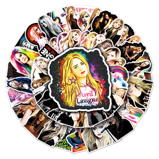 102张艾薇儿贴纸明星Avril Ramona Lavigne周边同款手帐素材装饰行李箱笔记本电脑手机iPad水杯pvc防水贴画