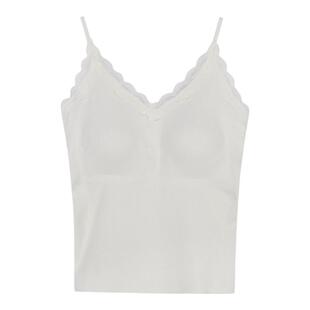 JoyceBra山羊绒发热保暖内衣女秋冬蕾丝边加厚磨毛带胸垫吊带背心