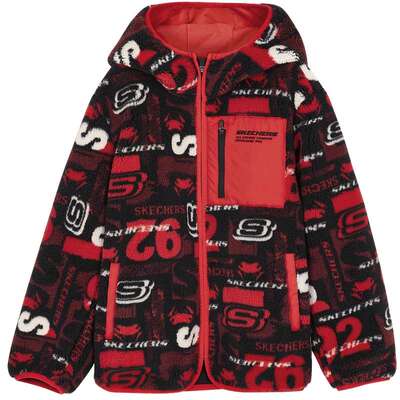 斯凯奇outlets童装新年款男童羊羔绒连帽外套冬季新款儿童外衣