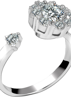 s925纯银名媛气质锆石旋转开口女