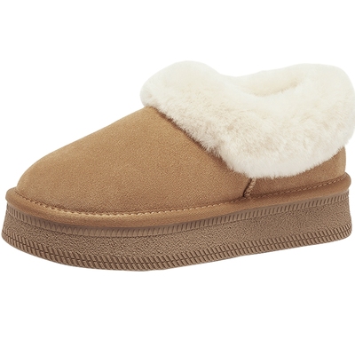 森达雪地靴女鞋冬款甜美户外厚底保暖毛绒休闲鞋ZTE32DM4