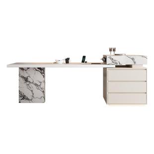 可定制宝格复古风丽奶油岛台餐桌一体可伸缩岩板倒台高级轻奢导台