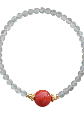 蓝水翡翠手串天然冰种南红转运珠