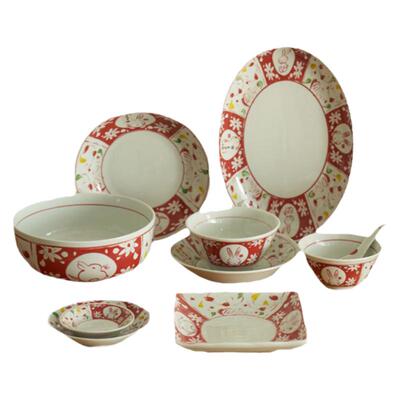 肆月日式兔子圆形菜盘