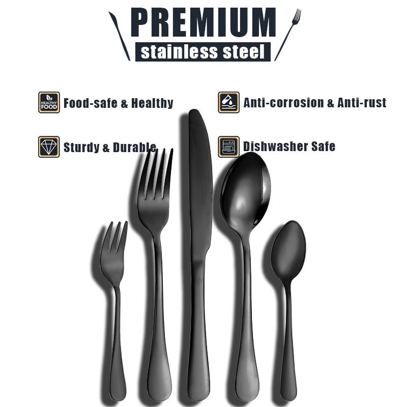 跨境热销不锈钢餐具20件套勺包装金色刀勺子套装礼盒牛排刀叉西餐