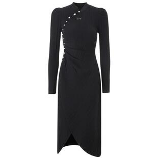 MAXRIENY复古国风珍珠扣抽褶立领连衣裙改良旗袍高级气质感女装