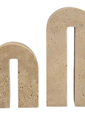 轻奢侘寂风纯天然黄洞石拱门摆件