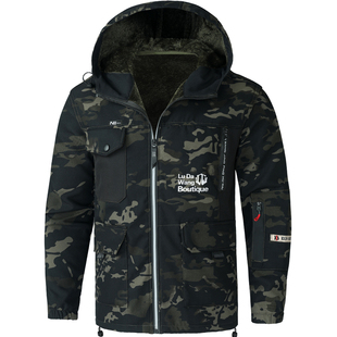 秋冬季保暖工作服装男加绒加厚迷彩服套装防水加厚上衣劳保服工装