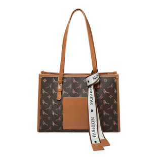 15mins托特包女2025新款包包大包上班通勤包大容量老花女包单肩包