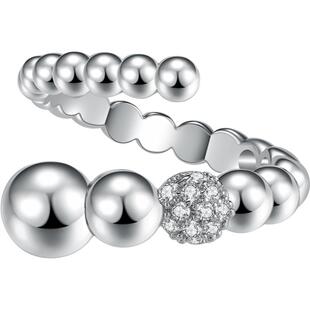 abyb旋转雪球开口戒指食指戒男女情侣对戒简约指环配饰生日礼物