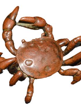 纯铜螃蟹书桌八方来财装饰摆件