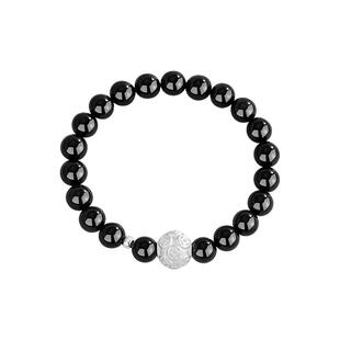 CCO新中式925银黑曜石手串招财转运珠手链男女款手饰送男友礼物