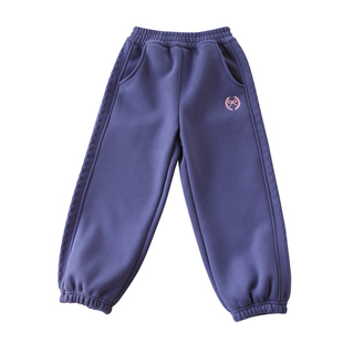 女童加绒休闲裤秋冬装新款儿童加厚奥粒绒外穿长裤小女孩保暖卫裤